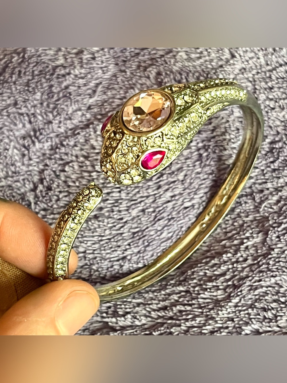 Akira silvertone pink rhinestone snake serpent bangle bracelet